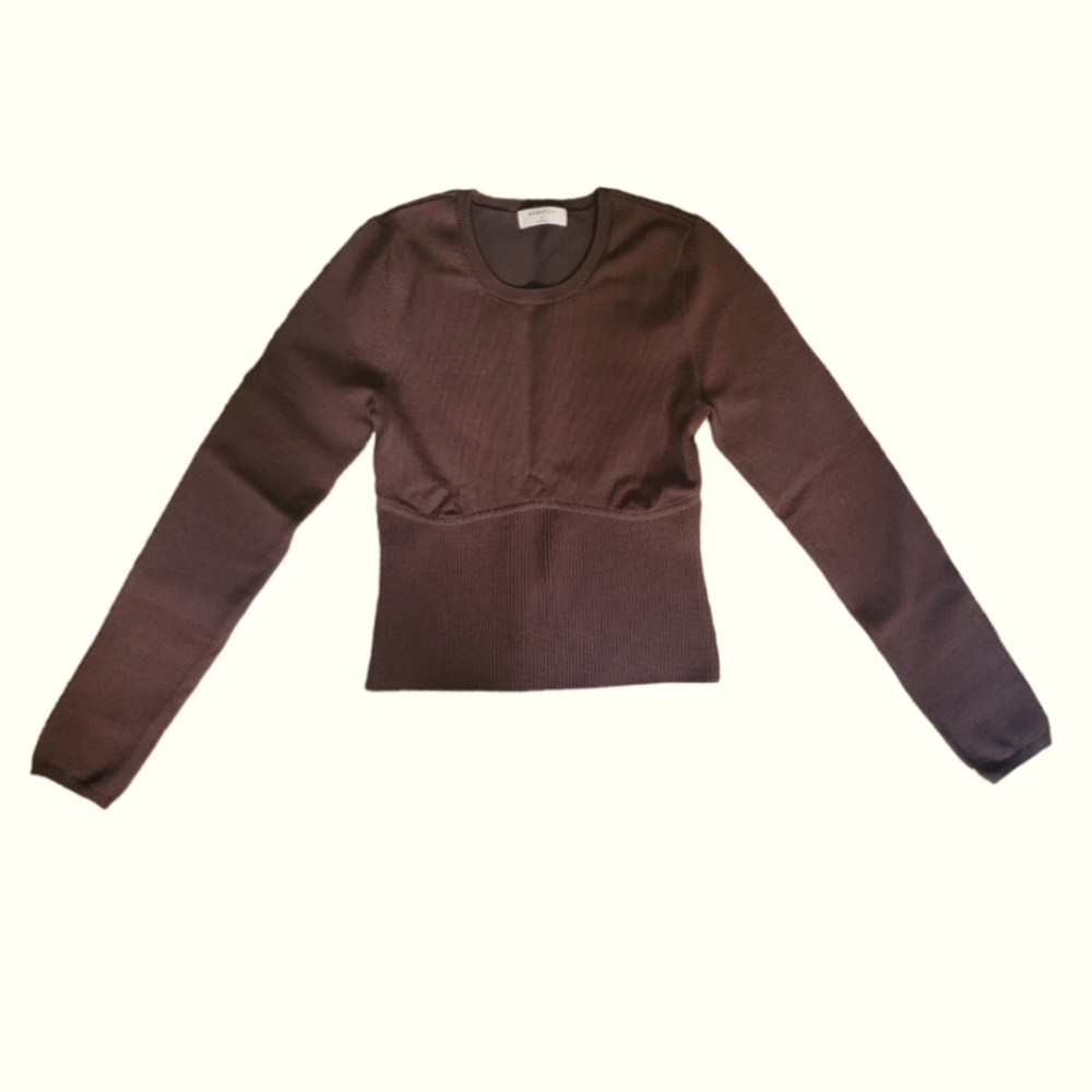 Aritzia Babaton Espresso Brown Ribbed Sweater